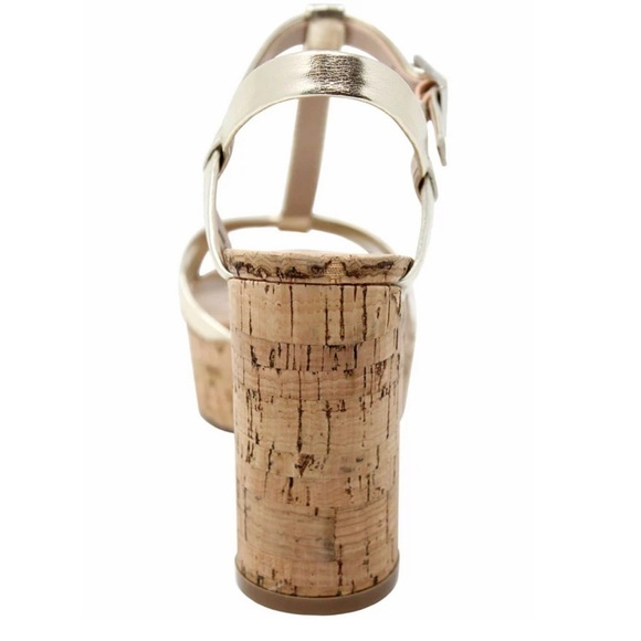 Charles David Maverick gold platform t strap sandals heels Sz 10 - Picture 2 of 11